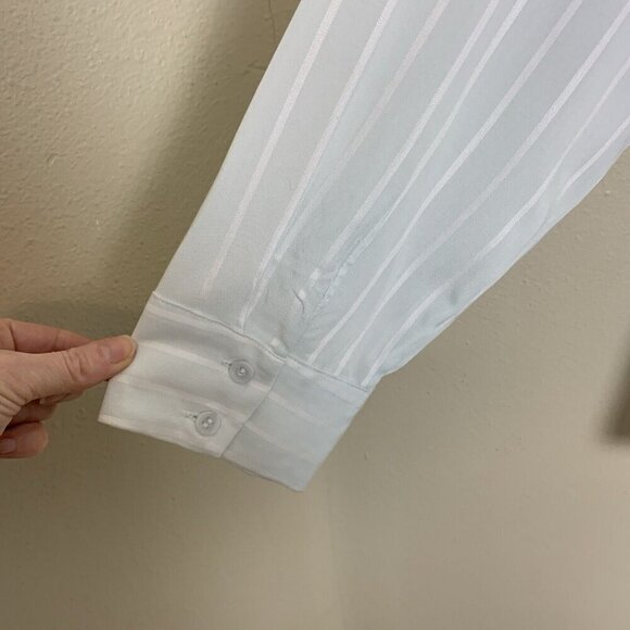 Lane Bryant Womens Top 22 24 Long Sleeve Wrap Tie Green Rayon Stripe NEW Shirt - Picture 10 of 16